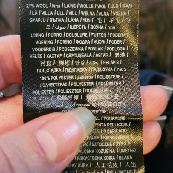 Guess Wool Blend Coat with Faux Fur Collar Brushed Fabric 3/4 Length Designer 68 - Picture 15 of 16